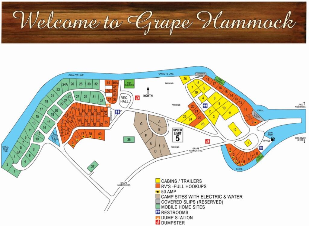 Map of grape hammock fish camp 